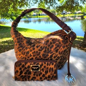 michael kors leopard purse shoulder bolsa